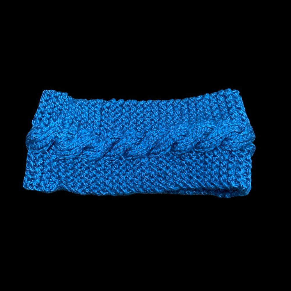 Blue Hand Knit Ear Warmer Headband